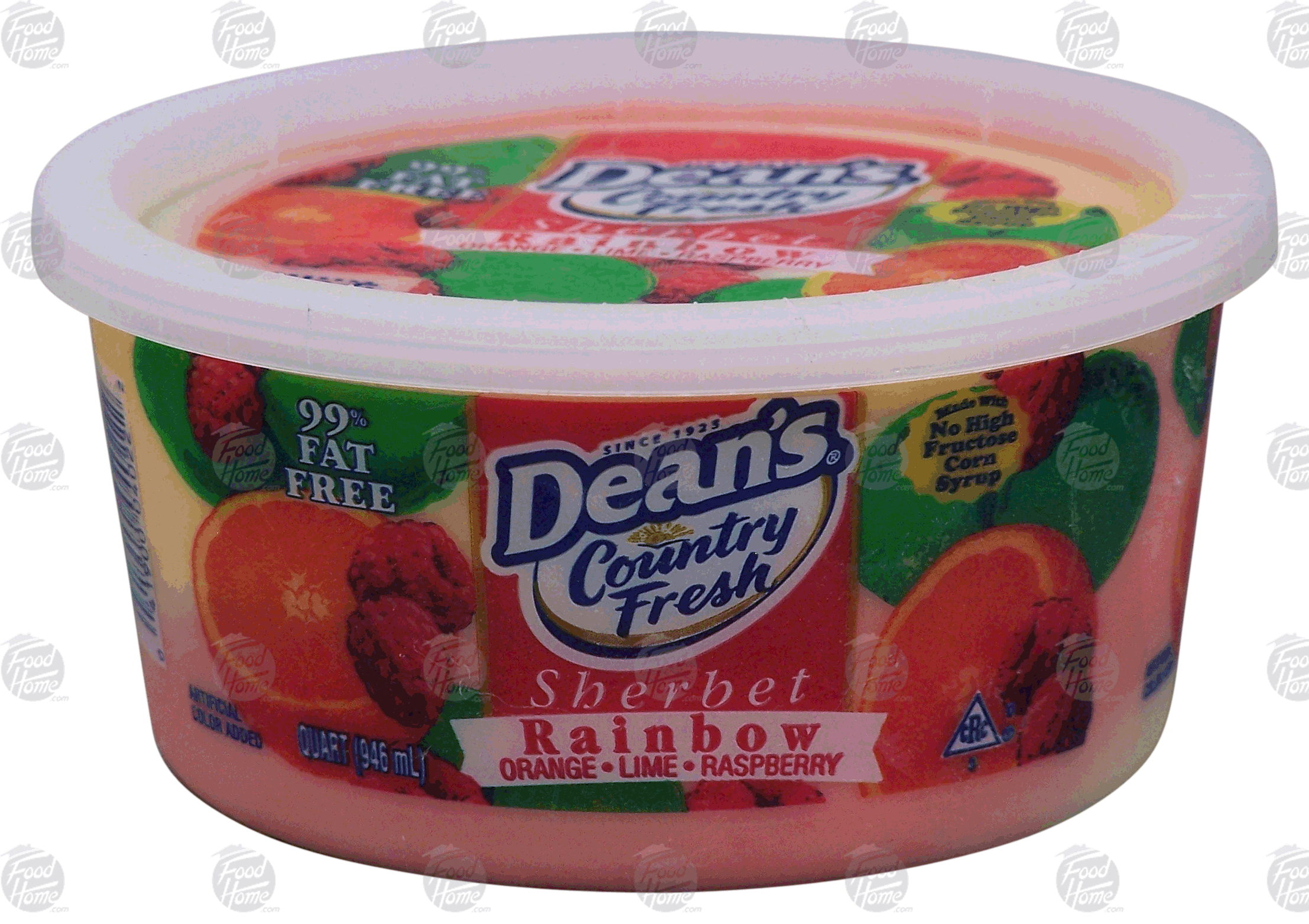 Dean's Country Fresh rainbow sherbet; orange, lime and raspberry Full-Size Picture